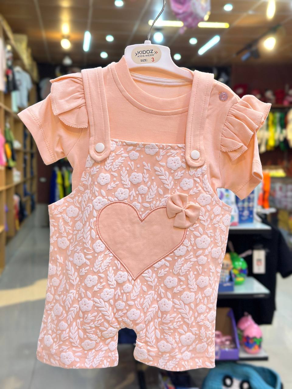 Baby Girl Overall Heart Set With T-Shirt