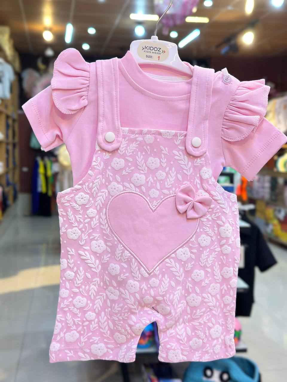 Baby Girl Overall Heart Set With T-Shirt
