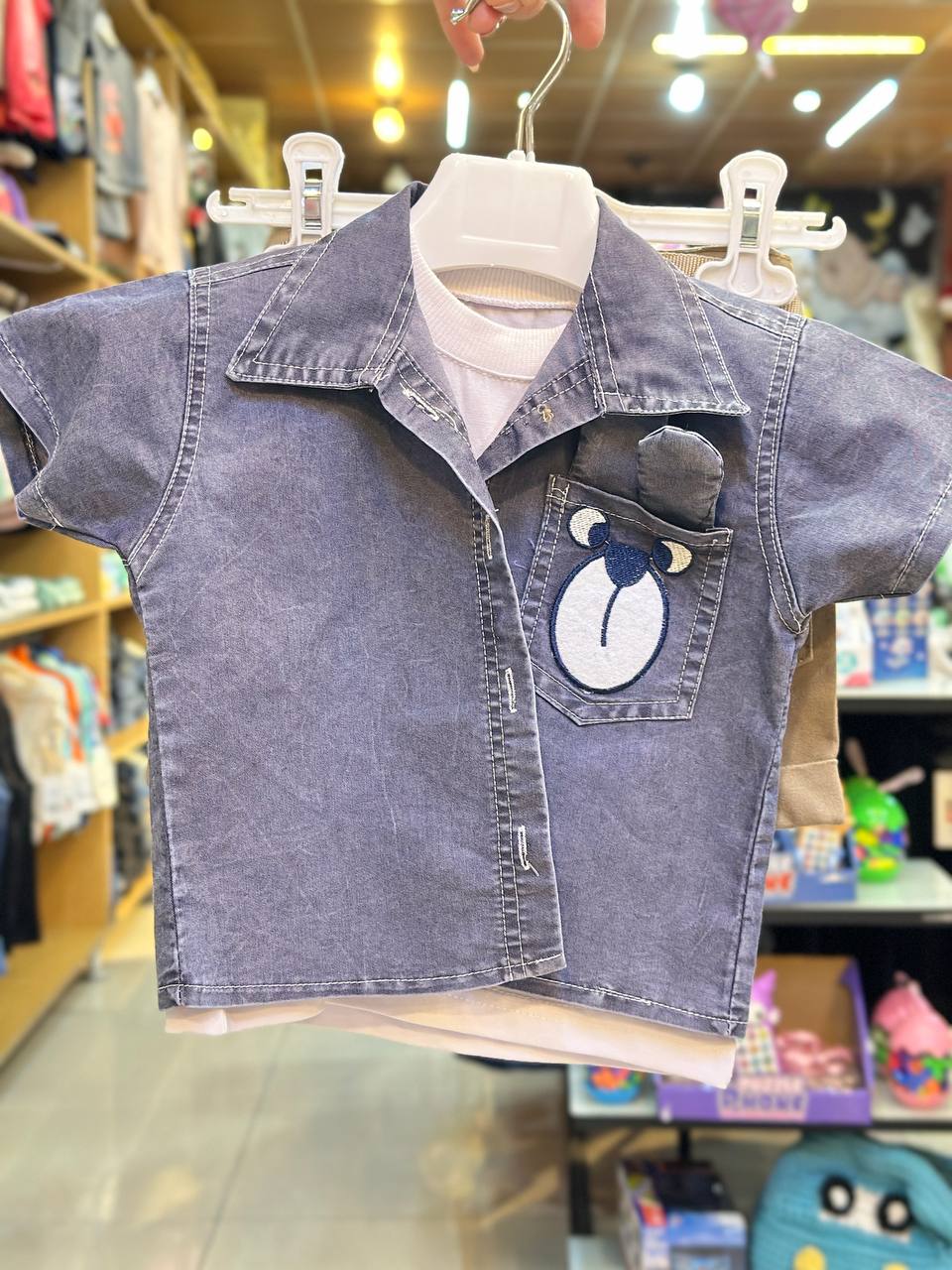 Denim Shirts & Shorts Set