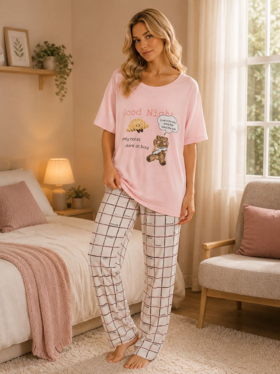 Teddy Bear Print Pajama Set